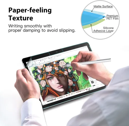Vista 3 de Moko Protector de pantalla similar al papel para Surface Go, escribe, dibuja y dibuja con el lápiz Surface como en papel, película PET antirreflejo