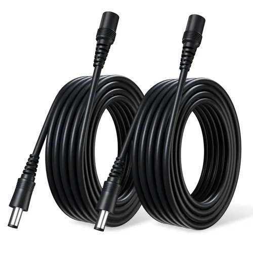 Vista 10 de Paquete de 2 cables de extensión de cobre puro de CC de 3 pies/3.3 ft, universal de 0.217 in x 0.083 in, enchufe hembra a macho, cable de 12 V