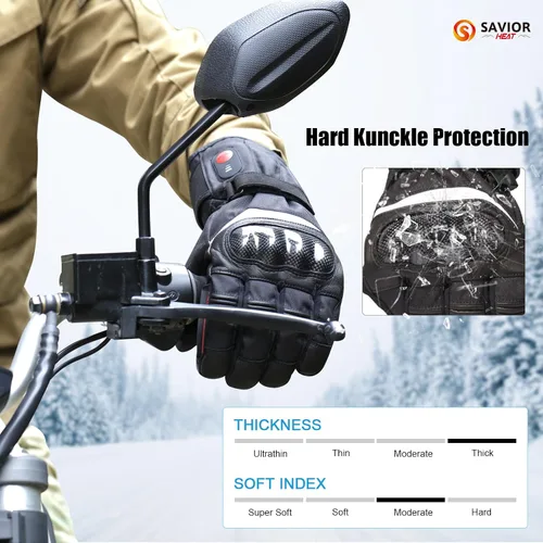 Vista 4 de SAVIOR HEAT Guantes térmicos para hombres y mujeres, guantes eléctricos recargables, guantes de esquí con calefacción y guantes de snowboard
