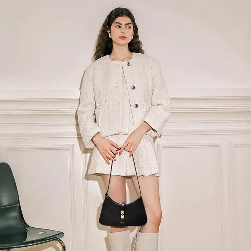 Vista 2 de Keyli - Bolso de hombro de moda para mujer, de cuero vegano, con correa ajustable, bolsos estilo hobo, con asa larga