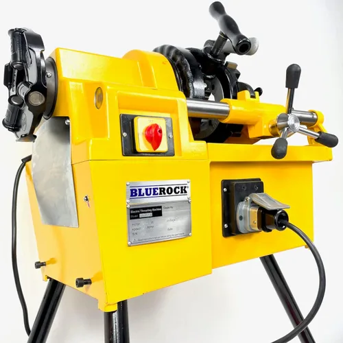 Vista 3 de BLUEROCK PTM50-C - Enhebrador de tubo motorizado de 1/2"-2", máquina de roscado de tubos de 750W 110V con alimentación automática de aceite, 27 RPM