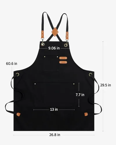Vista 2 de Syntus Delantal ajustable con 2 bolsillos, delantales de cocina para mujeres, hombres, chef