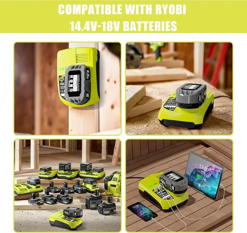 Vista 5 de DSANKE P120 - Cargador de batería de repuesto para cargador Ryobi ONE+ P117 P118 P119 NiCd NiMh de iones de litio P100 P101 P102 P103 P105 P107 P108