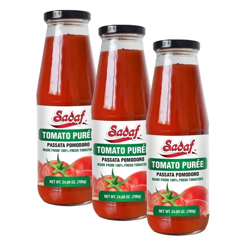 Vista 2 de Sadaf Puré de tomate - Passata Pomodoro - Puré de tomate para cocinar, condimentar y cubrir comidas - Passa de tomate - Kosher - Botella de 24.69