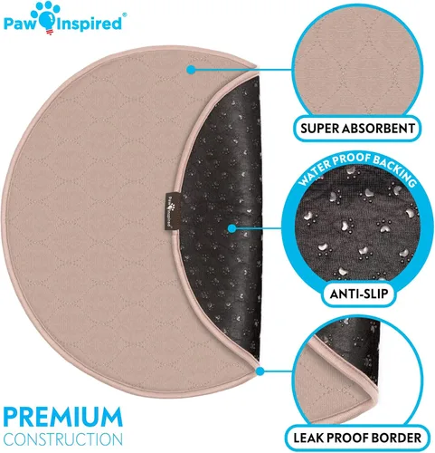 Vista 4 de Paw Inspired Almohadillas Redondas Lavables para Orina de Perros (Paquete de 2), Almohadillas Reutilizables para Cachorros, Almohadillas