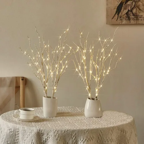 Vista 10 de Fudios Luces LED de copo de nieve iluminadas de color blanco cálido, funciona con pilas, con temporizador, 70 L, guirnalda de luces de 14 pulgadas
