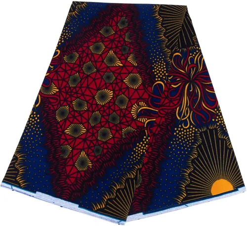 Vista 14 de Tela de algodón africana de la impresión de la cera de Ankara de 6 yardas usada para el material de costura