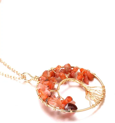 Vista 4 de Halukakah Collar de cristales y piedras curativas para mujer, alambre de latón chapado en oro, piedra lunar natural, cuarzo rosacuarzo amatista