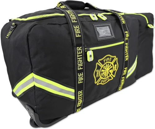 Vista 3 de Lightning X Fireman's Value Edition XL - Bolsa de equipo de bomberos con ruedas, bolsillo para casco y cruz de maltesa para primera respuesta Negro