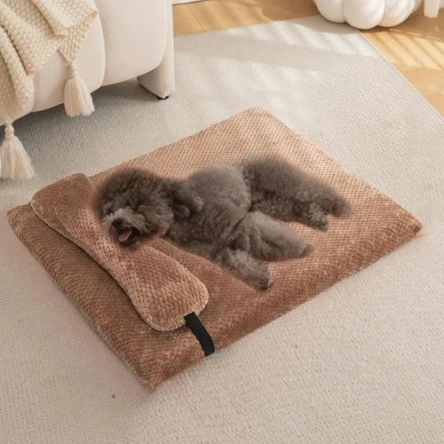 Vista 9 de Cama para perros con almohada para perros pequeños, cama ortopédica para perros con funda extraíble, alfombrilla lavable para mascotas de hasta 5
