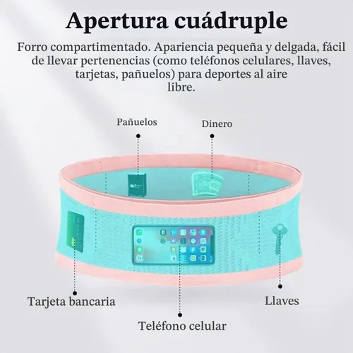 Vista 2 de Riñonera multifuncional tejida transpirable oculta para la cintura, para correr, ajustable de alta capacidad, adecuada para mujeres y hombres Negro