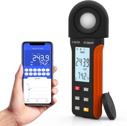 Vista 9 de BTMETER Light Lux Meter Logger BT-5000A, probador digital de lúmenes de medición de nivel de iluminación Intensidad 0.1 ~ 400.000 Lux(0.1 ~ 40.000