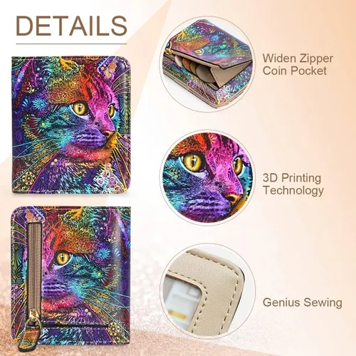 Vista 4 de APHISON Billetera para mujer, delgada y pequeña, cartera RFID para mujer, 08-0094