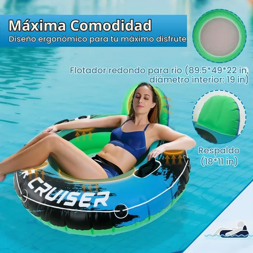 Vista 6 de River Tubes for Floating Heavy Duty Inflatable Floating Lounger Premium River Water Rafts Pool Float with Cup Holder Above Lake for Adults