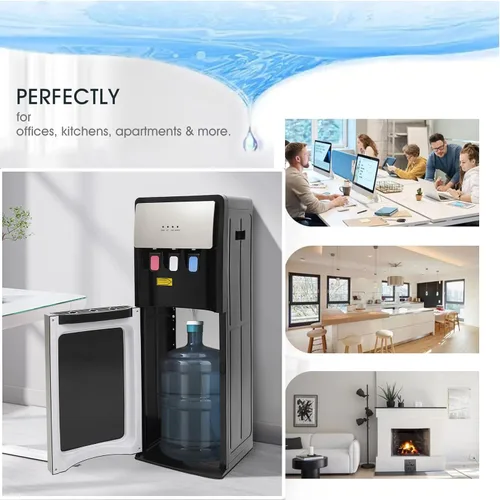 Vista 9 de Dispensador de enfriador de agua de carga inferior para botellas de 5 galones, 3 ajustes de temperatura, caliente (185.0-203.0 °F/185-203℉), frío