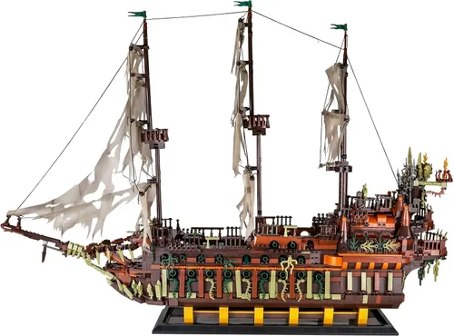 Vista 4 de Mould King Kit de bloques de construcción modelo de barco piratas grande, juego de bloques de construcción holandés MOC, juego de construcción