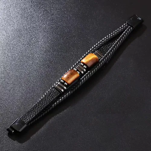 Vista 4 de Regalos únicos para el día del padre para hombres, pulsera de cuero para hombres, papá, novio, hijo, nieto, hermano, te amo para siempre, piedra