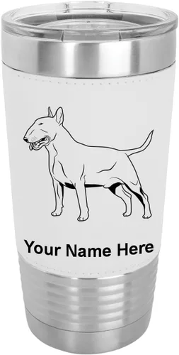 Vista 22 de LaserGram Vaso aislado al vacío de 20 onzas, perro Bull Terrier, grabado personalizado incluido (piel sintética, estilo béisbol)