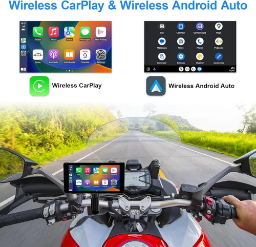 Vista 8 de LBW Cámara de tablero DVR de alta calidad: Carplay inalámbrico para motocicleta y Android Auto, TPMS, 1080P HD Dash Cam frontal y trasera, pantalla