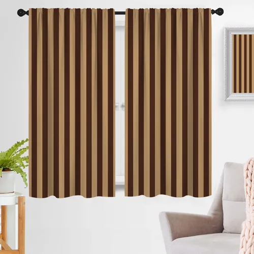 Vista 15 de zokyer Cortinas de ventana a rayas beige crema, modernas rayas verticales de 63 pulgadas de largo, 2 paneles, cortinas bohemias neutras para niños