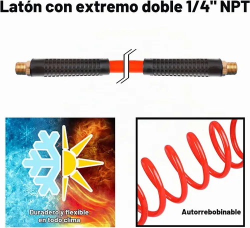 Vista 3 de Hromee Kit de accesorios de compresor de aire de 16 piezas con manguera de aire de polietileno de retroceso de 1/4 pulgadas, kit de inflado