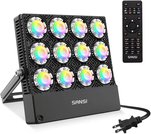 Vista 10 de SANSI Luz de inundación LED superbrillante equivalente a 200 W, RGBW luces LED que cambian de color al aire libre con tecnología de cerámica, 30 W
