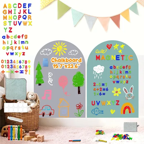 Vista 12 de Magnetic Wall Decal Magnet Board for Kids Playroom Peel and Stick 2Pcs Peel and stick, self adhesive, for toddler bedroom playroom homeschool