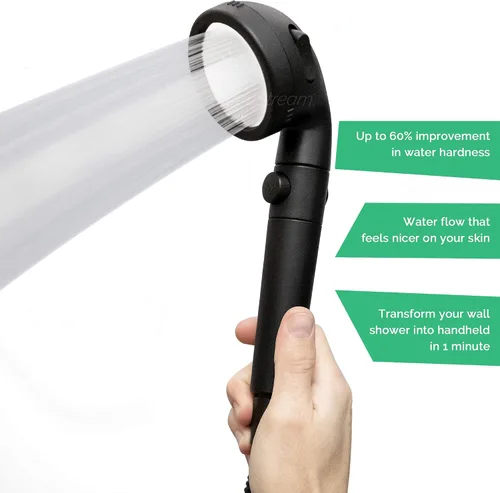 Vista 4 de Sistema de cabezal de ducha original StoneStream® EcoPower, filtro iónico similar al spa para suavizar el agua, aumentar la presión y ahorrar agua