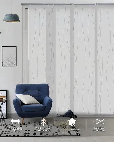 Vista 2 de GoDear Design - Panel de filtro de luz para persianas, color blanco, 45.8-86 x 96 pulgadas, Catch Me Persianas de panel de filtrado de luz blanca