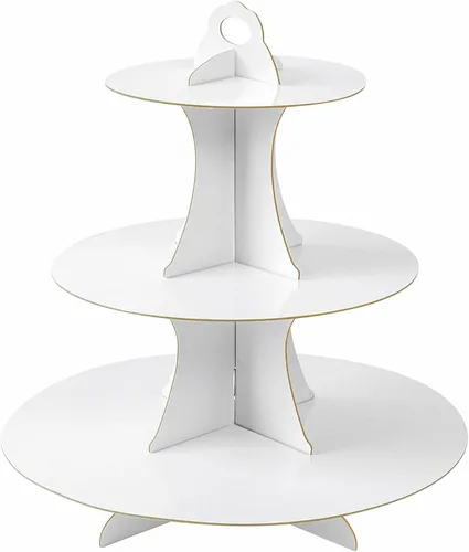 Vista 36 de Soleebee Soporte redondo de 3 niveles para cupcakes, torre de cartón para cupcakes, torre de soporte para pasteles de postre para decoración