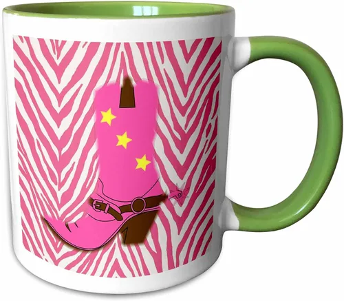 Vista 12 de 3dRose Taza de café, tamaño - 15oz - Imagen de la bota de vaquero rosa femenina en la vida campestre Chevron rosa - divertido regalo de taza de café