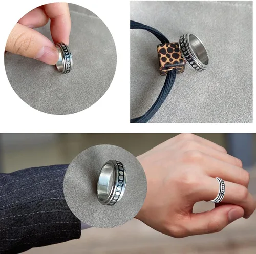 Vista 3 de yfstyle 4 anillos de banda lisa para hombres, anillos de acero inoxidable para hombres, anillos de boda geniales para hombres, anillos giratorios