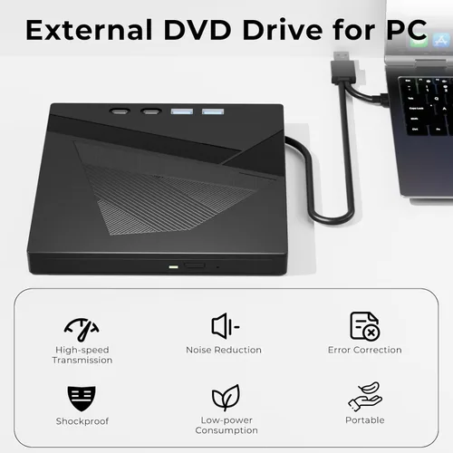 Vista 2 de 100GB BDXL 7-en-1 unidad externa Blu Ray, USB 3.0 & tipo C grabadora de Blu Ray de alta velocidad y lector de tarjetas SD/TF, compatible con PC Mac