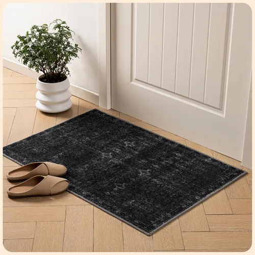 Vista 153 de Istana Alfombra larga antideslizante de 2.5 x 8 para el hogar, para pasillo y cocina, lavable, sedosa y suave al tacto, elegante, color azul y marfil