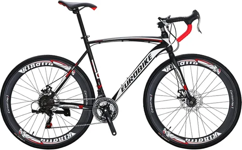 Vista 11 de Eurobike OBK XC550 - Bicicleta de carretera, ruedas 700C, 21 velocidades, frenos a disco, bicicleta para hombre o mujer.