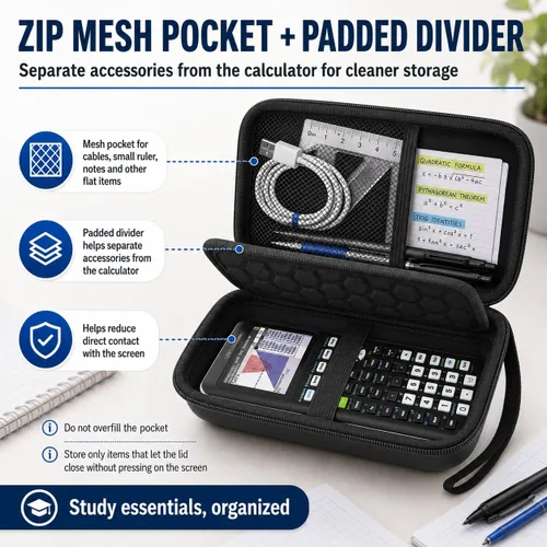 Vista 6 de PAIYULE Estuche rígido para calculadora TI-84 Plus CE/Evo/TI-30XS/TI-Nspire Negro para TI-84