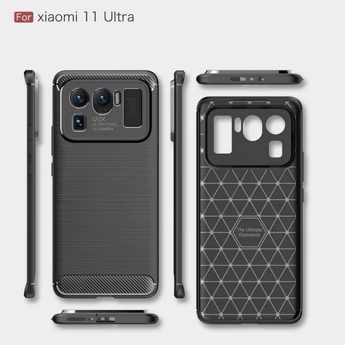 Vista 9 de Funda compatible con Xiaomi Mi 11 Ultra, cubierta de diseño de textura de fibra de carbono, funda de absorción de impactos diseñada para Xiaomi Mi