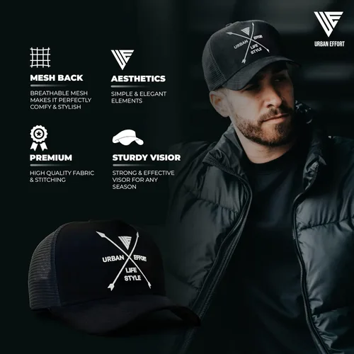 Vista 134 de Urban Effort Gorra trasera de malla, para hombres y mujeres, gorra de béisbol de 5 paneles, gran cierre a presión para caza y senderismo