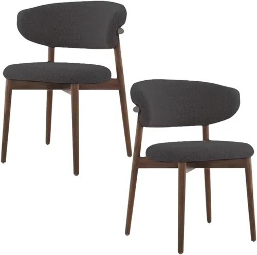 Vista 26 de YVYKFZD Juego de sillas de comedor, sillas de cocina de madera maciza, silla de comedor tapizada con respaldo curvo, silla de sala de estar sin Gris