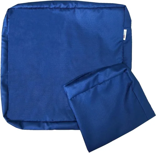 Vista 2 de Juego de 2 cojines de espuma viscoelástica para asiento profundo de patio al aire libre (asiento y espalda) con cubierta interna impermeable – Azul