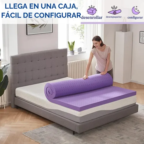Vista 5 de SINWEEK Cubrecolchón de espuma viscoelástica de gel de 1.5 pulgadas, ventilado, suave, para aliviar la presión, almohadilla para colchón