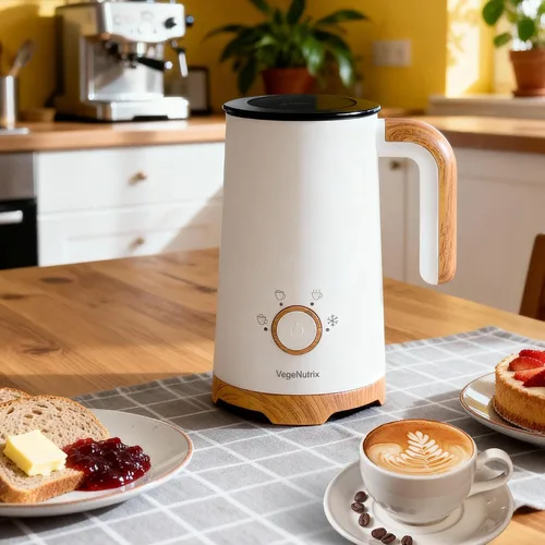 Vista 5 de Espumador de leche, espumador de leche eléctrico y vaporizador de 400 W, máquina automática de espuma fría y caliente 4 en 1 con batidor 2 para café