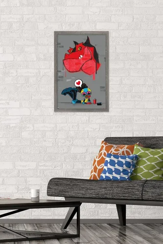 Vista 2 de Trends International Marvel's Moon Girl & Devil Dinosaur - Póster de pared, 22.4 pulgadas de largo x 14.7 pulgadas, versión enmarcada de madera