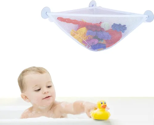 Vista 3 de chil Organizador de juguetes de baño con 3 ventosas fuertes montadas para baño/ducha, solución de almacenamiento, red de almacenamiento de juguetes