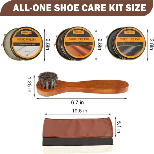 Vista 7 de 9Pcs Shoe Polish Kit, Brown White Black Shoe Wax for Leather Boots Shine