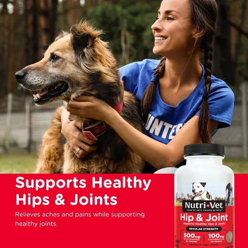 Vista 2 de Nutri-Vet Suplementos para perros de fuerza regular para cadera y articulaciones, formulados con glucosamina condroitina, suministros para mascotas