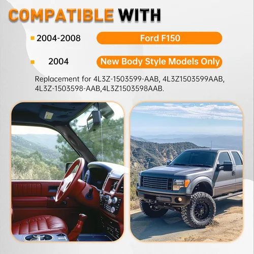 Vista 2 de ECOTRIC Par de mangos de tirador interior para pilar A compatible con Ford F150 F-150 2004-2008 para lado del conductor y del pasajero, reemplazo