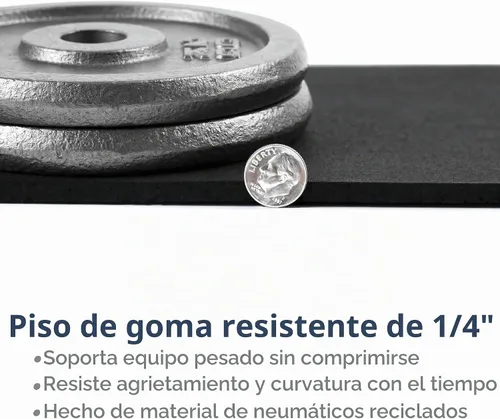 Vista 3 de Rollo de piso de goma resistente de 1/4" de espesor de Floor Inc Tapetes de piso de goma reciclada flexibles para gimnasio en casa Tapete