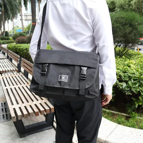 Vista 6 de OIWAS clásico bolso de mensajero para hombres - 14 pulgadas escuela Satchel Bolsas para niños portátil hombro ocio Crossbody hombres mujeres librero