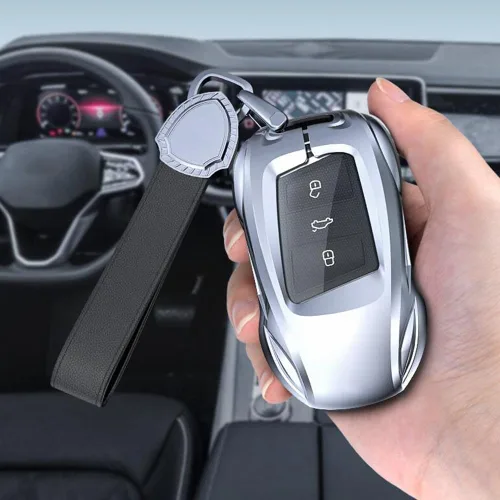 Vista 6 de Funda de metal de aleación de zinc para llavero de automóvil, compatible con Volkswagen, VW, Atlas, Golf, Alltrack, Jetta, Passat, Arteon, Tiguan